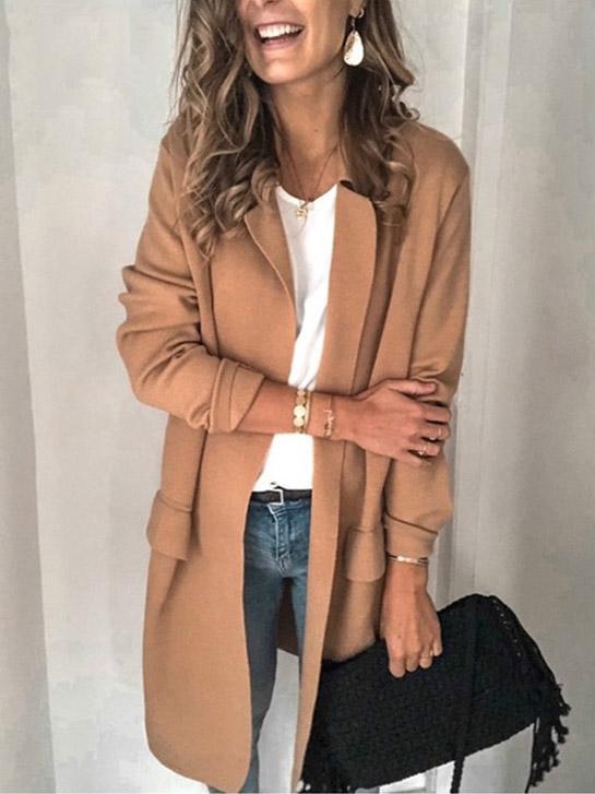 Amsoin Long Sleeve Casual Blazer Coat