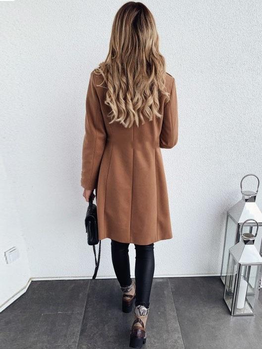 Amsoin Long Sleeve Double Breasted Coat