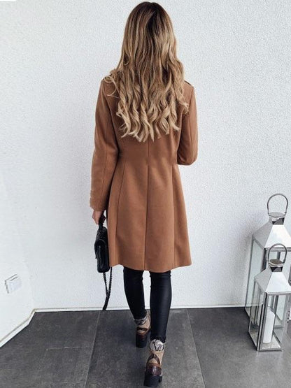 Amsoin Long Sleeve Double Breasted Coat