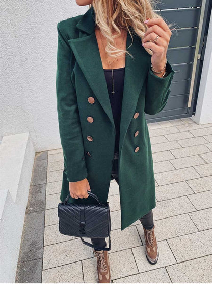 Amsoin Long Sleeve Double Breasted Coat