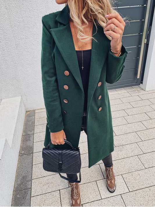 Amsoin Long Sleeve Double Breasted Coat