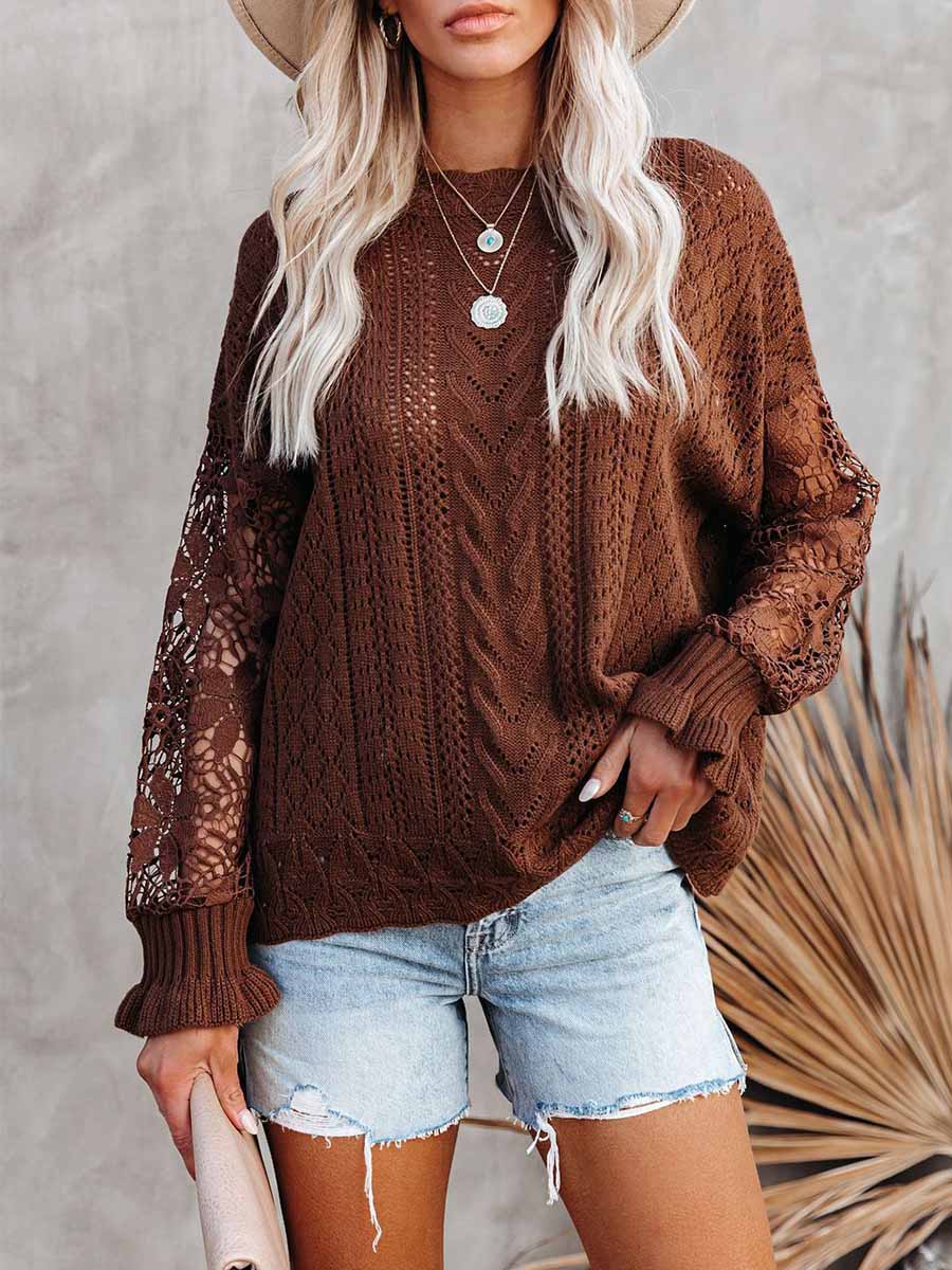 Amsoin Lace Hollow Sweater