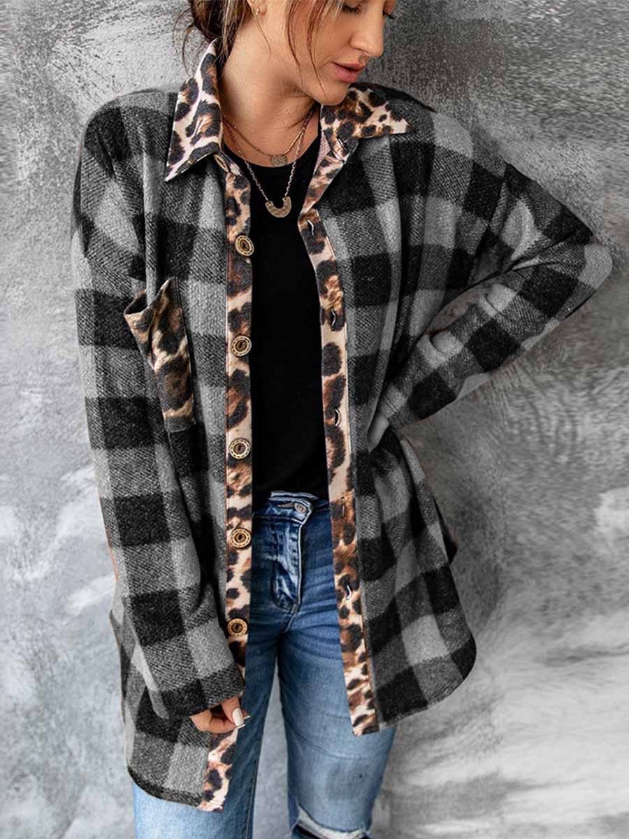 Amsoin Contrast Plaid Shirt