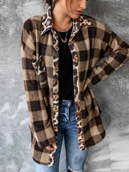 Amsoin Contrast Plaid Shirt