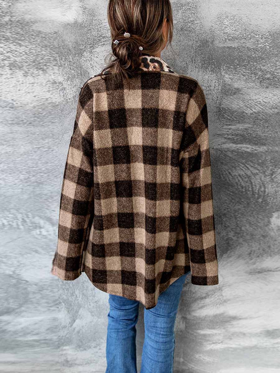 Amsoin Contrast Plaid Shirt
