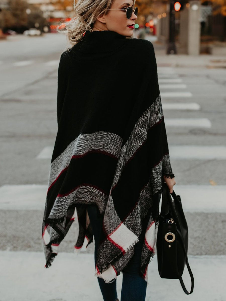 Amsoin Cape Knit Turtleneck Sweater