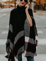 Amsoin Cape Knit Turtleneck Sweater