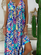 Maxi Dresses - Printed Sling V-Neck Maxi Dress - MsDressly