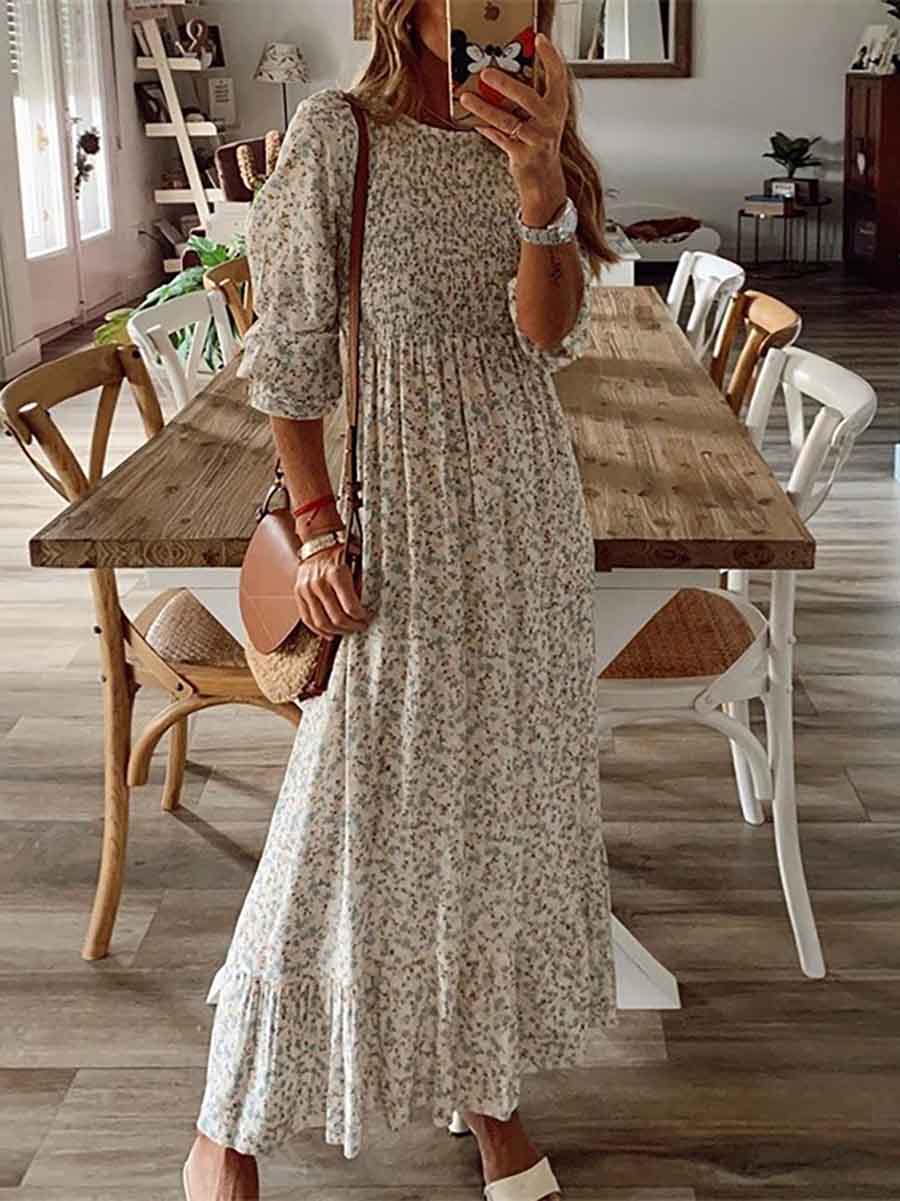 Amsoin Print Maxi Dress