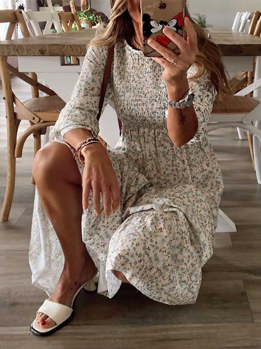 Amsoin Print Maxi Dress