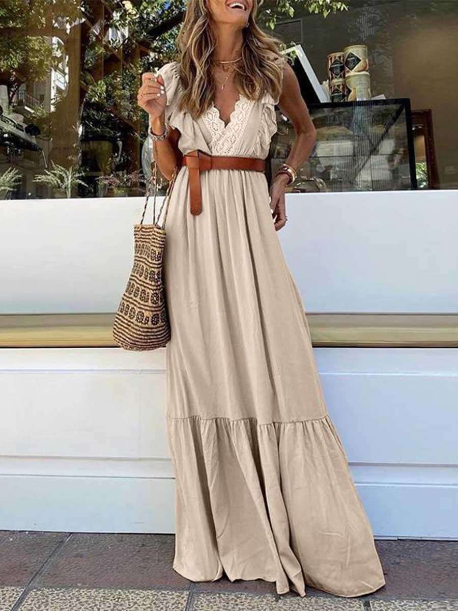 Amsoin High Waist Maxi Dress