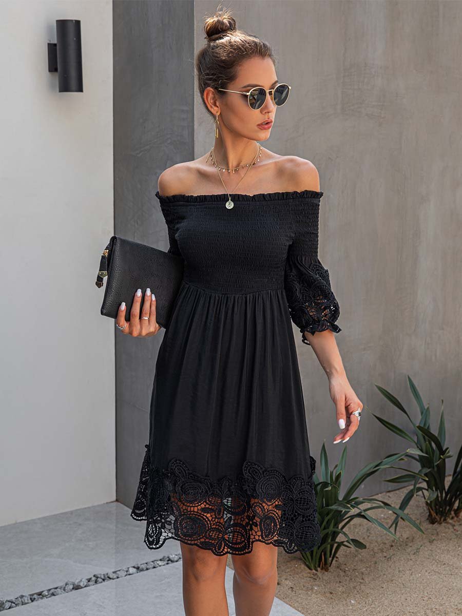 Amsoin Lace Off-shoulder Dress