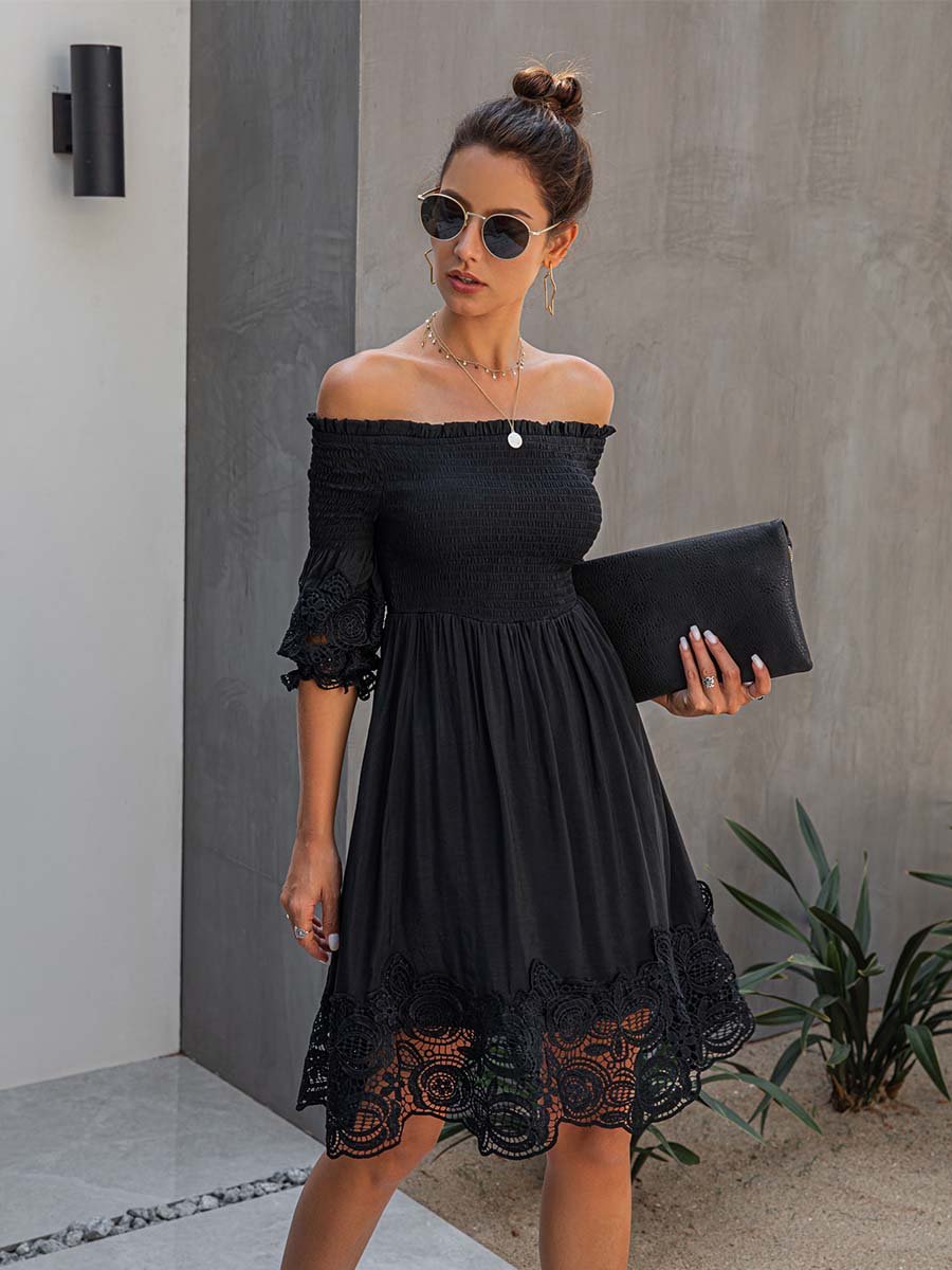 Amsoin Lace Off-shoulder Dress