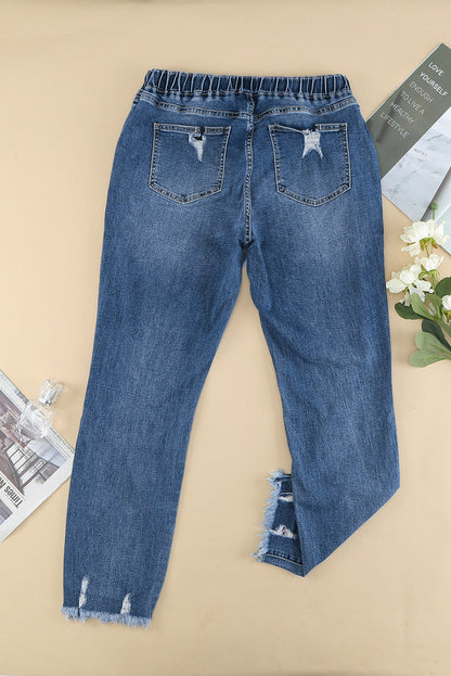 Amsoin Elasticated Lace-up Jeans