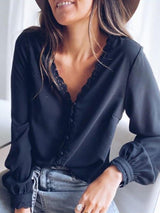 Amsoin Button Lace Shirt