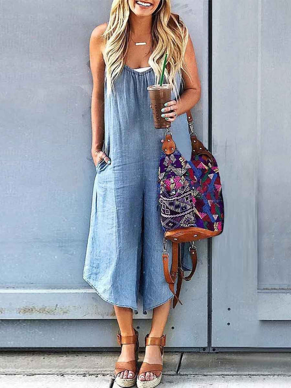 Amsoin Sling Baggy Wide Legs Jumpsuit