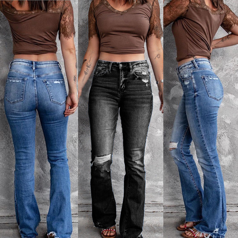 Amsoin Retro Stretch Slim Micro Flared Pants