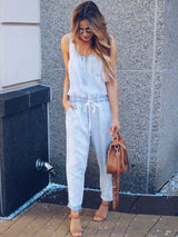 Amsoin Casual Vest Denim Jumpsuit