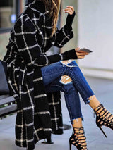 Amsoin Fashion Grid Winter Plaid Coat