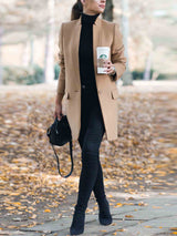 Amsoin One Button Khaki Coat