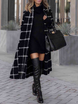 Amsoin Fashion Grid Winter Plaid Coat