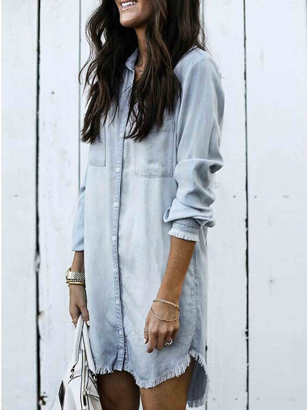 Amsoin Hot Sexy Denim Shirt Dress