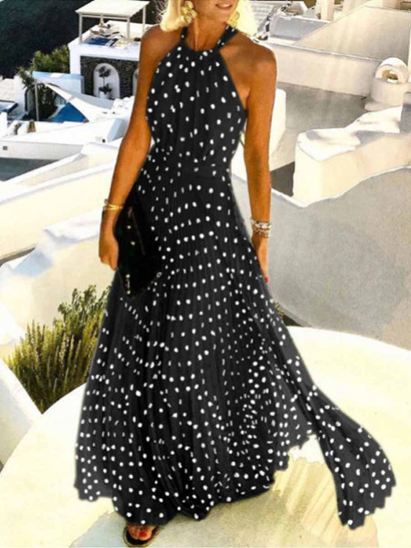 Amsoin Polka Dot Pleated Dress