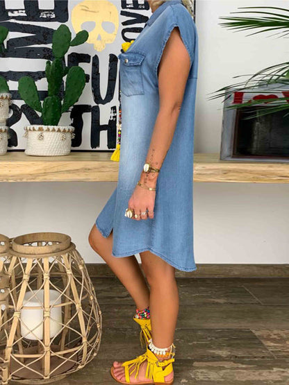 Amsoin Button Denim Dress