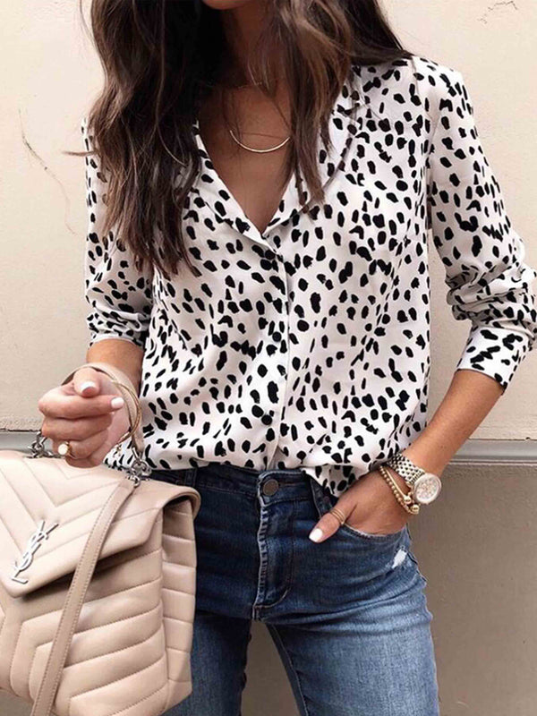 Amsoin Leopard Print Long Sleeve Shirt