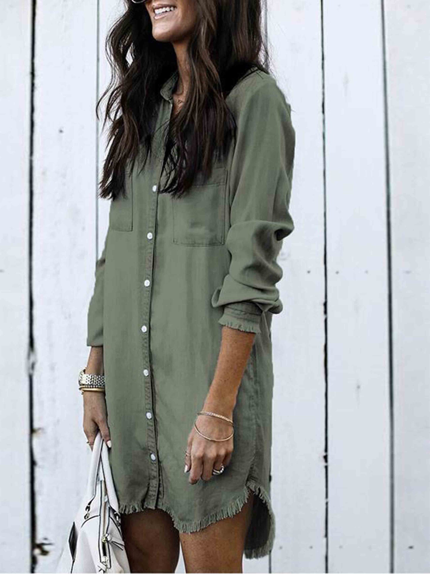 Amsoin Hot Sexy Denim Shirt Dress