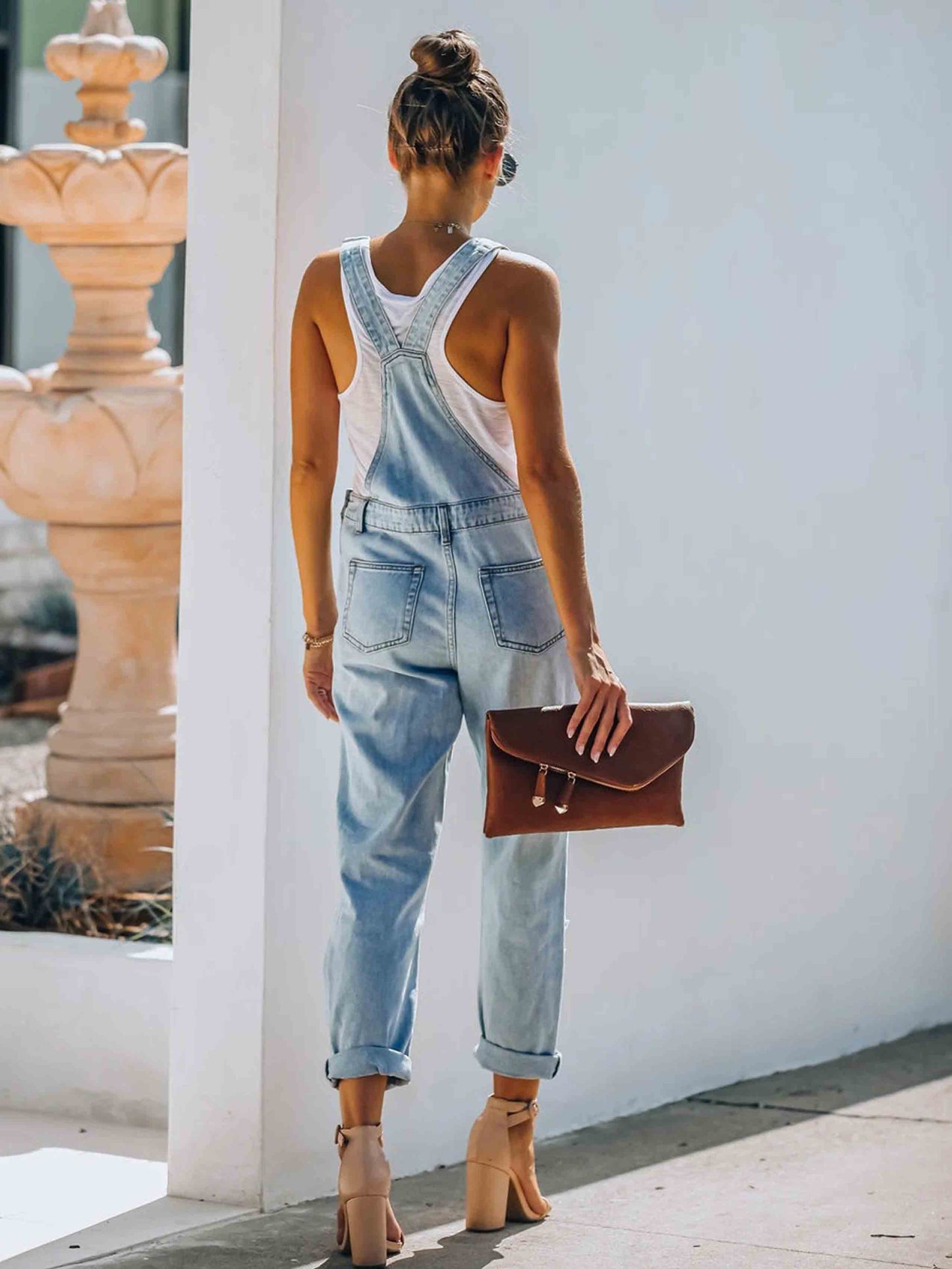 Amsoin Ripped Denim Jumpsuit