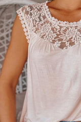 Amsoin Lace Round Neck Tank