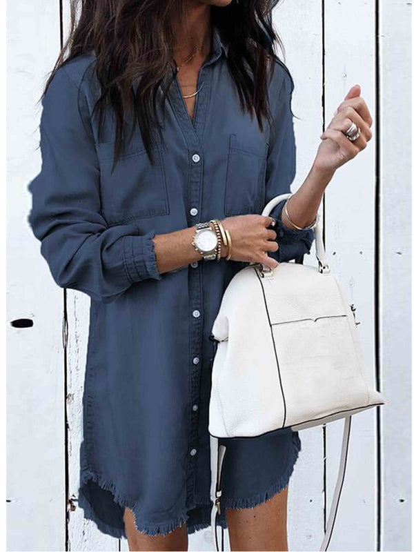 Amsoin Hot Sexy Denim Shirt Dress