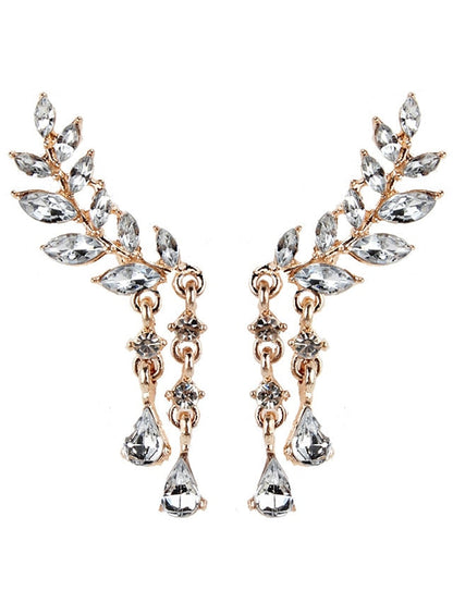 Stud Earrings Dangle Earrings Cubic Zirconia Wedding Gift Daily Alloy Leaf