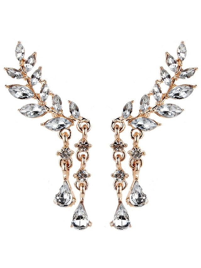 Stud Earrings Dangle Earrings Cubic Zirconia Wedding Gift Daily Alloy Leaf