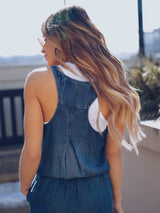 Amsoin Casual Vest Denim Jumpsuit