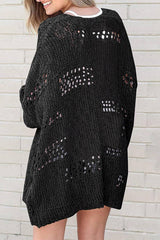 Cut Out Knit Dolman Sleeve Cardigan