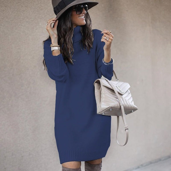 Amsoin High Neck Knitted Dress