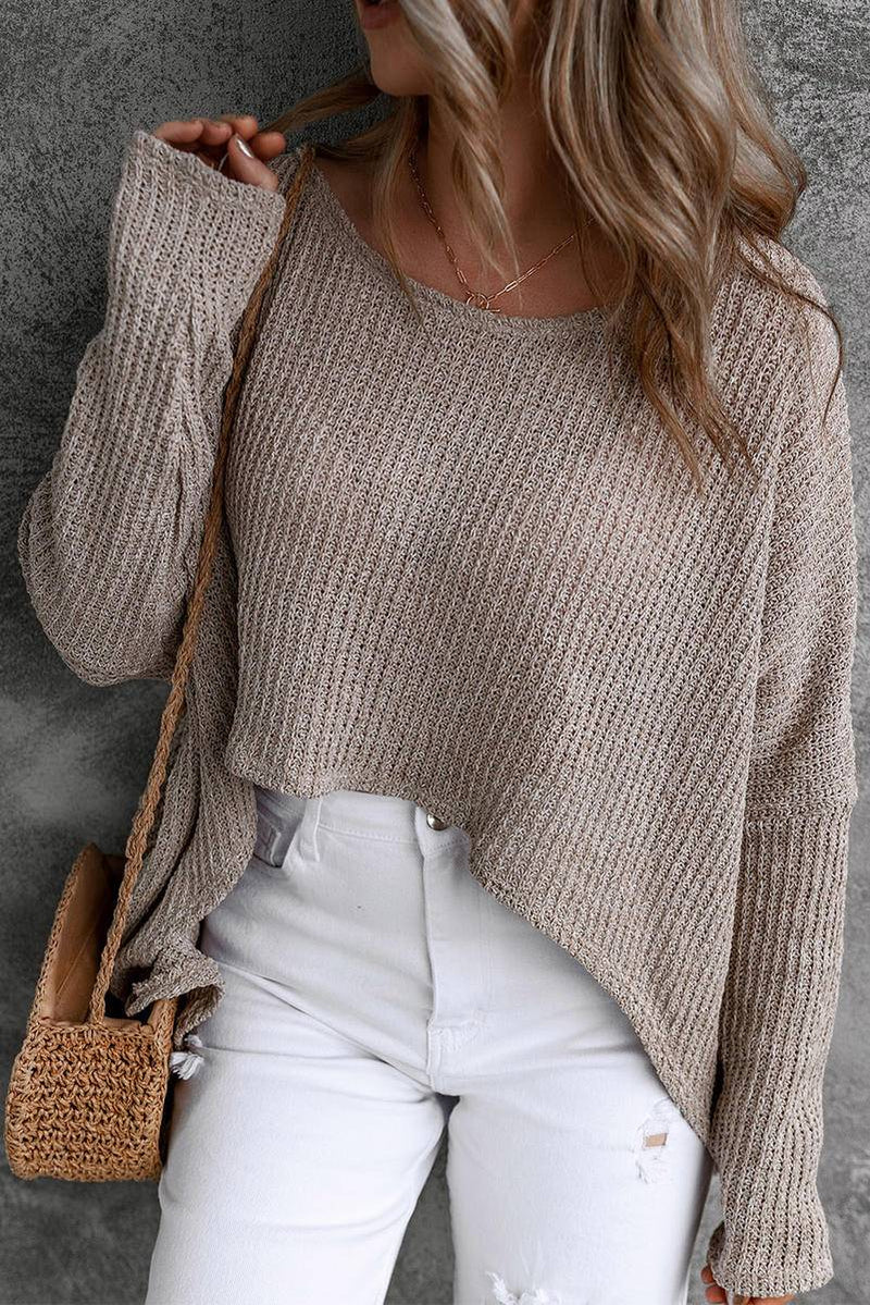 Slouchy Dolman Sleeve High Low Sweater