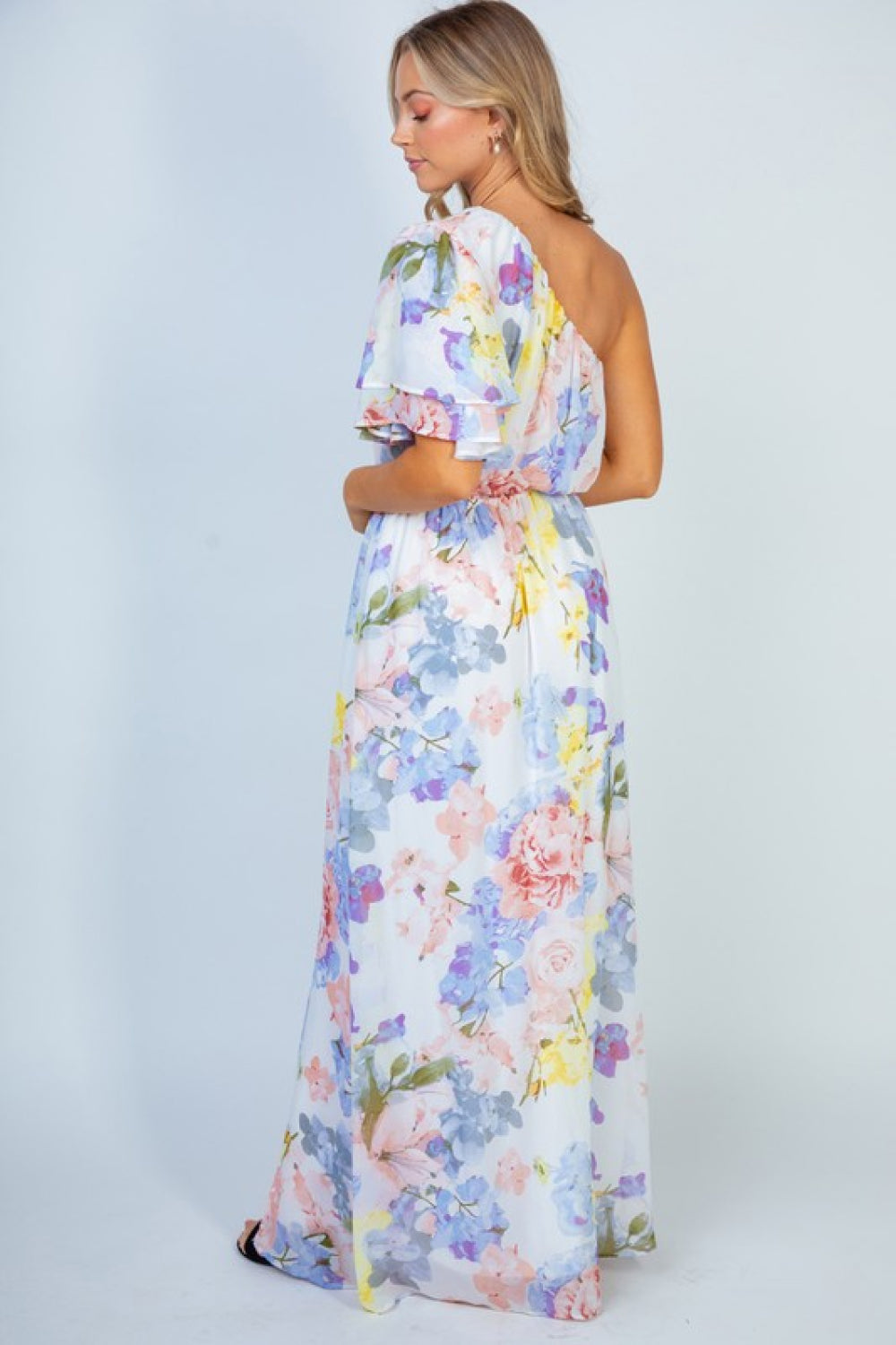 White Birch Garden Diva Floral One-Shoulder Maxi Dress