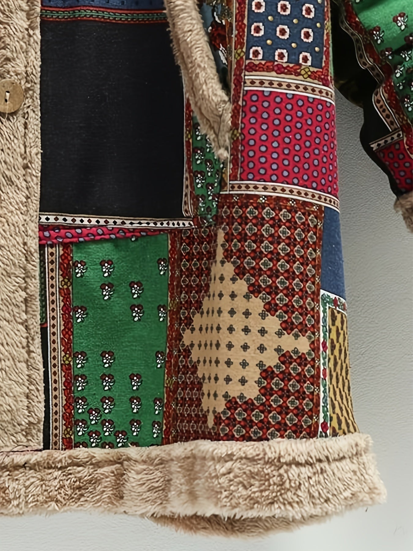 Coats - Vintage Patchwork Printed Long Sleeve Button-Up Hooded Coat - MsDressly