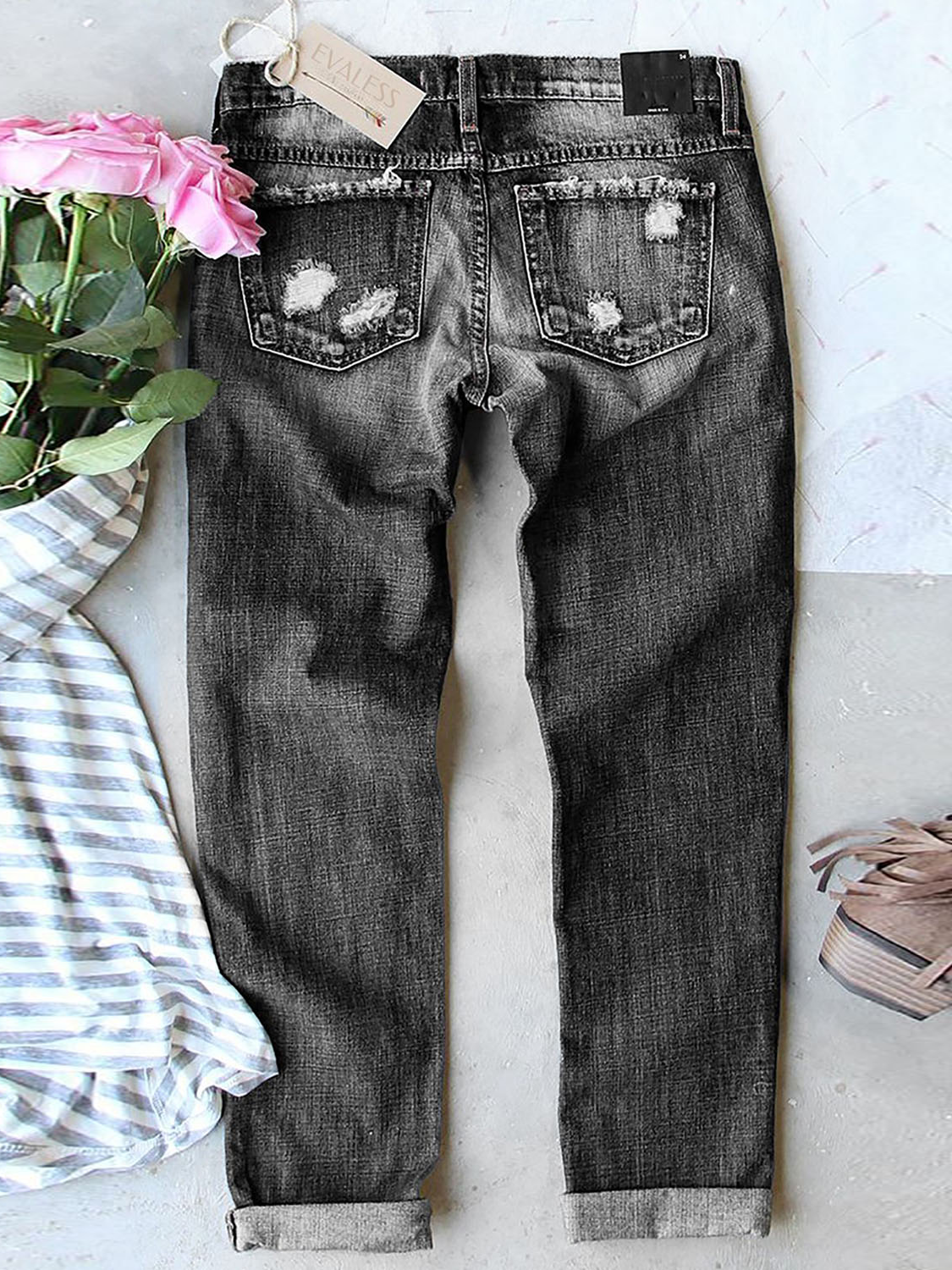 Amsoin Pink Leopard Denim Jeans