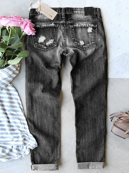 Amsoin Pink Leopard Denim Jeans