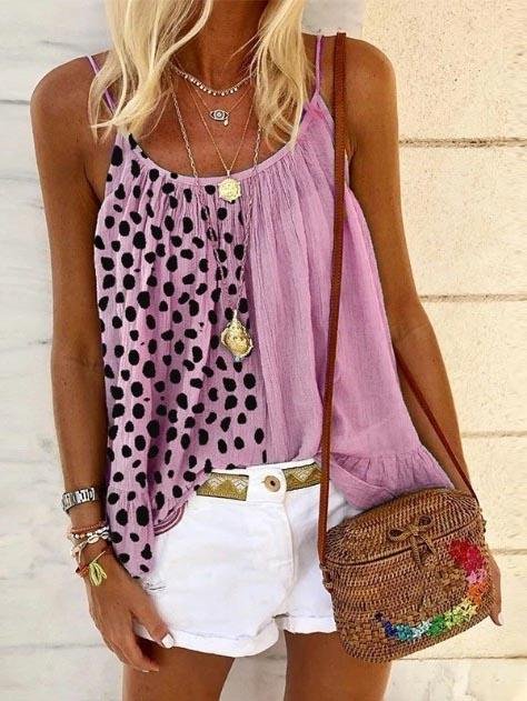 Leopard Stitching Ruffle Print Camisole Vest - Tank Tops - INS | Online Fashion Free Shipping Clothing, Dresses, Tops, Shoes - 10-20 - 27/07/2021 - color-gray