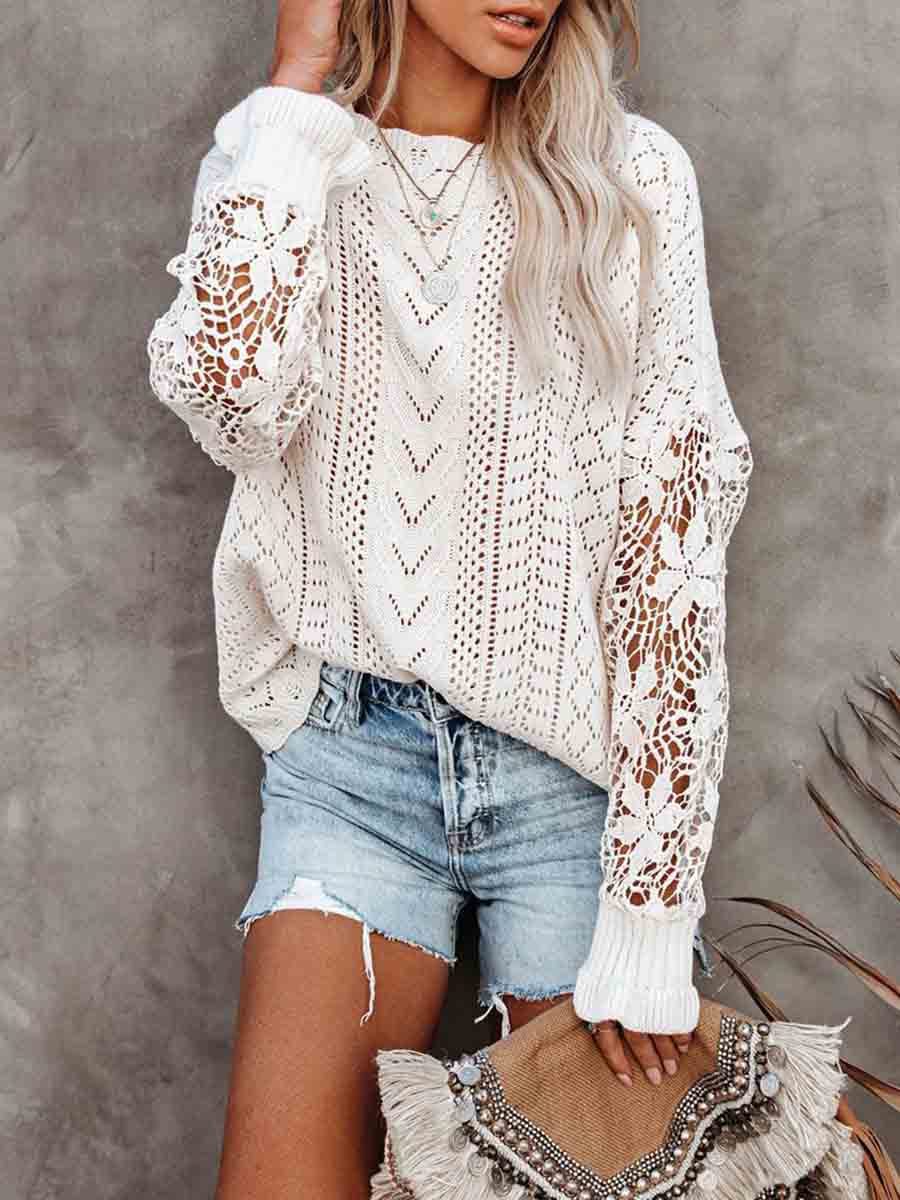 Amsoin Lace Hollow Sweater
