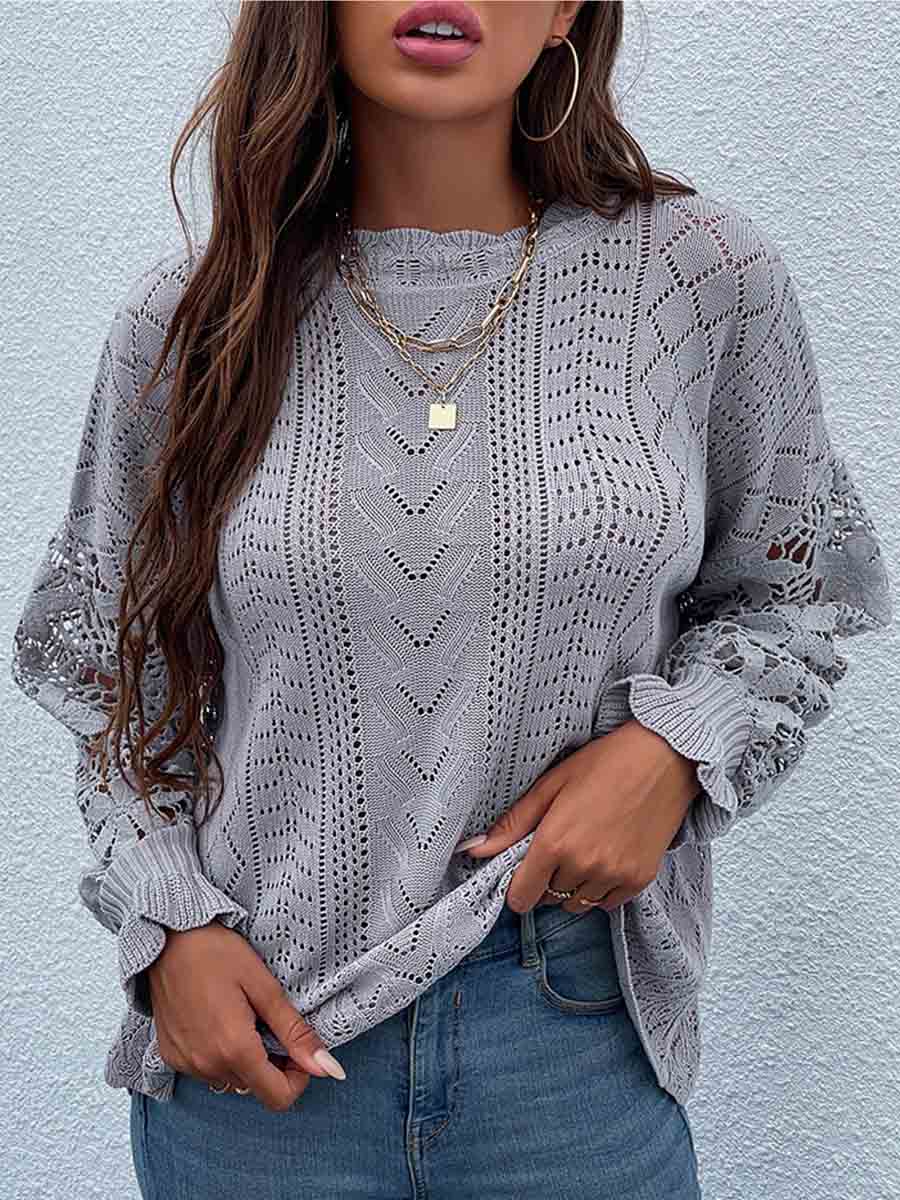 Amsoin Lace Hollow Sweater
