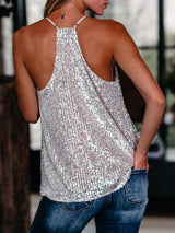 Sequins Spaghetti Straps Sleeveless Tank Tops - Tank Tops - INS | Online Fashion Free Shipping Clothing, Dresses, Tops, Shoes - 18/05/2021 - Color_Black - Color_Gray