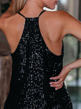 Sequins Spaghetti Straps Sleeveless Tank Tops - Tank Tops - INS | Online Fashion Free Shipping Clothing, Dresses, Tops, Shoes - 18/05/2021 - Color_Black - Color_Gray