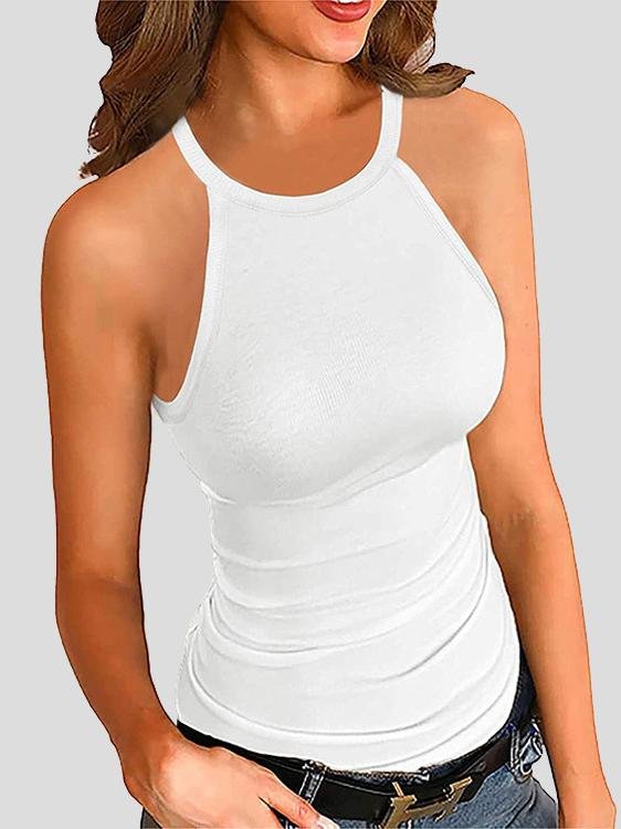Slim-fit Solid Halter Sleeveless Vest - Tank Tops - INS | Online Fashion Free Shipping Clothing, Dresses, Tops, Shoes - 07/07/2021 - 10-20 - color-apricot