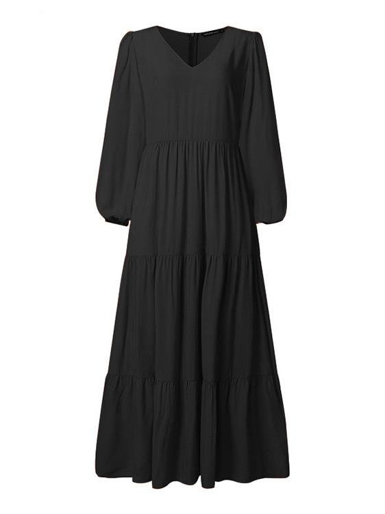 Temperament V-Neck Long Sleeve Flowy Dress - Maxi Dresses - INS | Online Fashion Free Shipping Clothing, Dresses, Tops, Shoes - 20-30 - 21/07/2021 - Category_Maxi Dresses